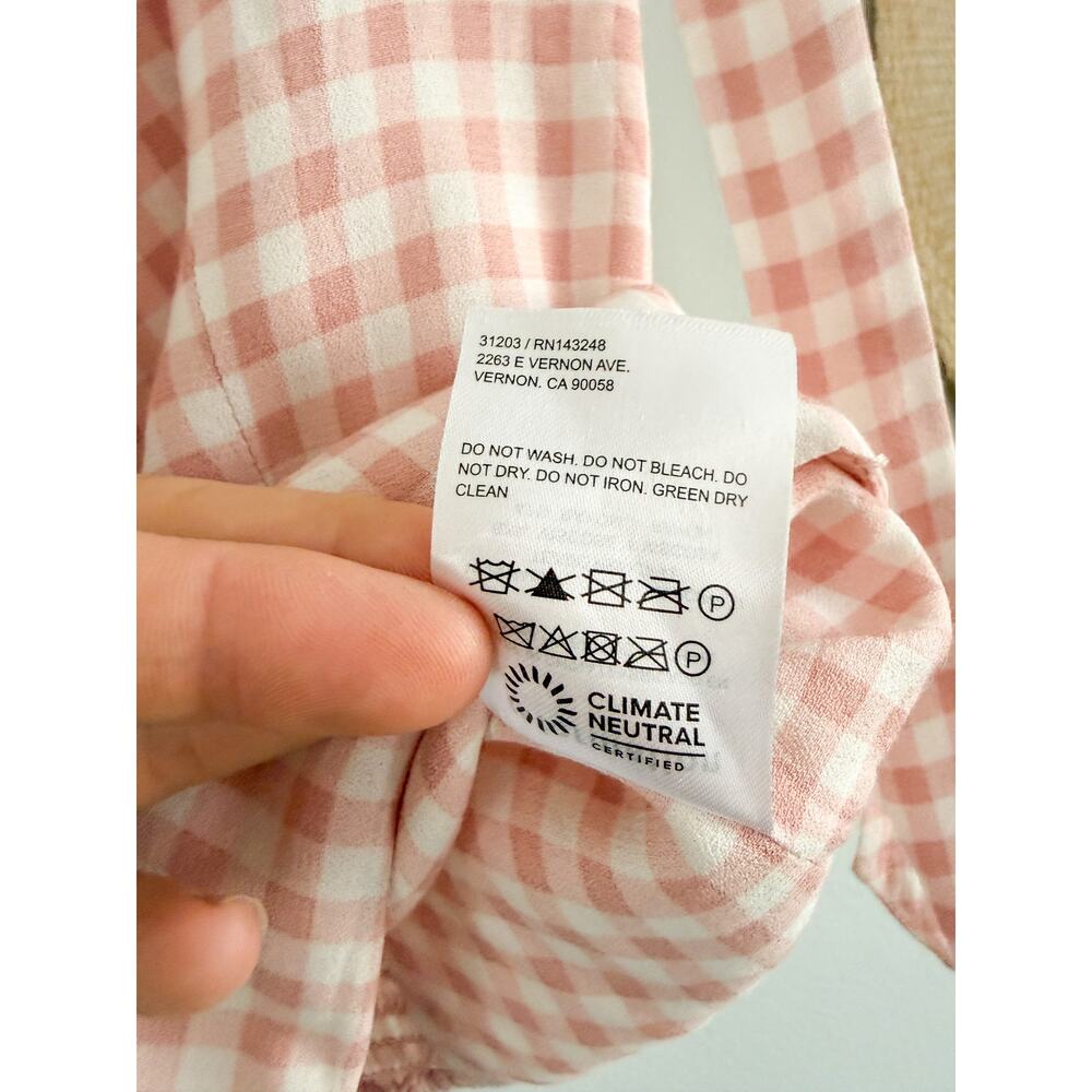 Reformation | Ellora Pink Gingham Tie Strap Tank Top | Sz 6 - Picture 7 of 9